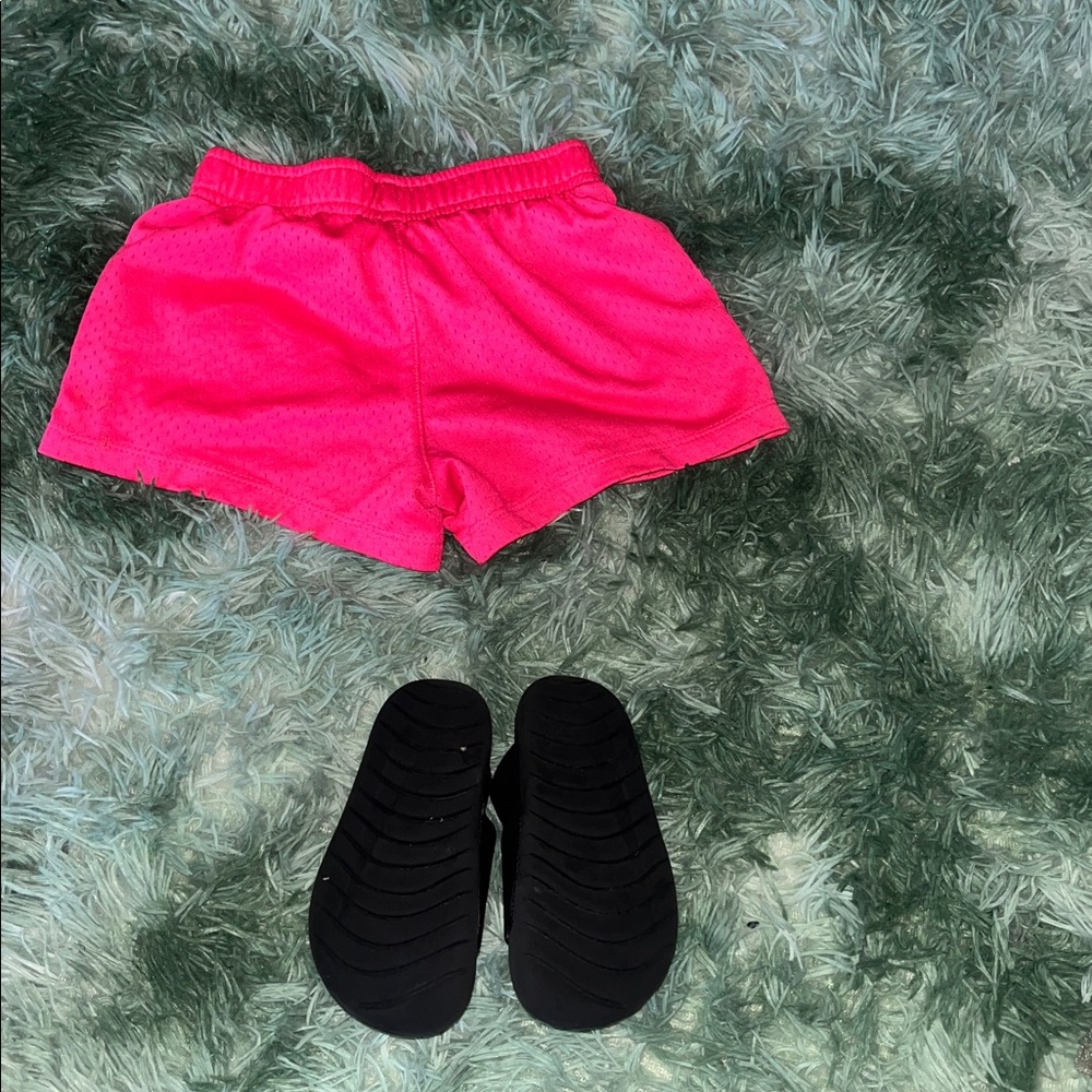 Nike Hot Pink Shorts and Black Slides - Picture 2 of 2